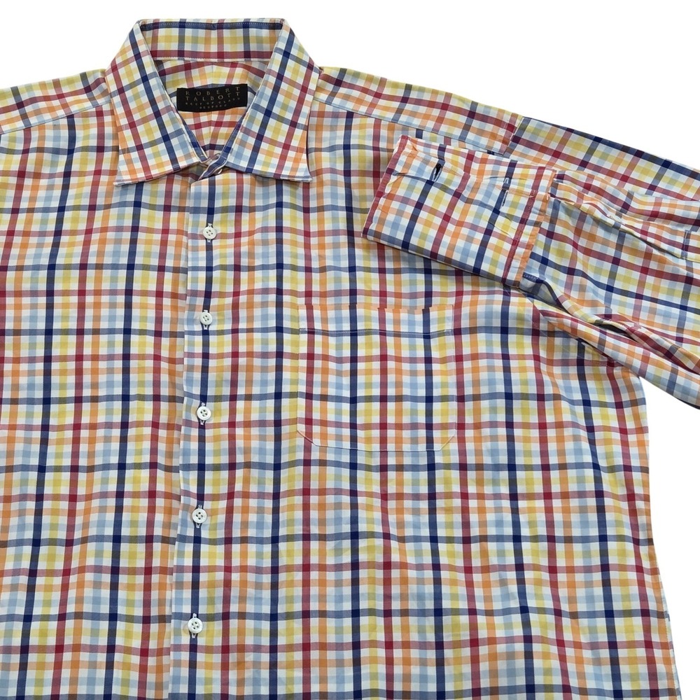 Robert‎ Talbott Bespoke Multicolored Plaid Dress Shirt French Cuff Mens XXL USA